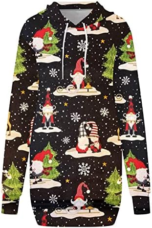Vestido feio de moletom de Natal para mulheres fofinhas de manga longa de manga longa de manga longa com bolsos com bolsos