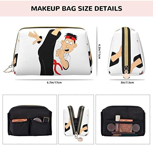 Cartoon Karate Small Travel Makeup Bag para bolsa, bolsa de higiene portátil para mulheres Organizador diário de armazenamento