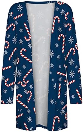 Cardigans de Natal de Beuu para mulheres leves de manga comprida tops de cores sólidas