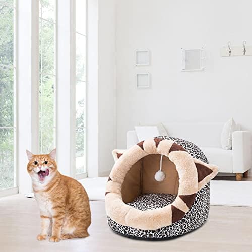 Ｋｌｋｃｍｓ Camas de gato laváveis ​​com bola de brinquedo para cachorro quente móveis anti deslize caverna inferior tenda