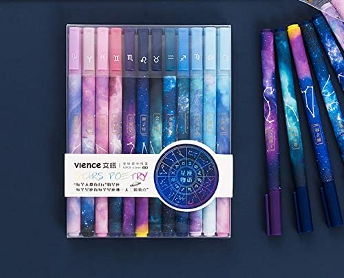 Jisomin 12 PCs Constellation Gel Ink Cenas, canetas criativas de galáxia, caneta esferográfica extra-fina de 0,5 mm,