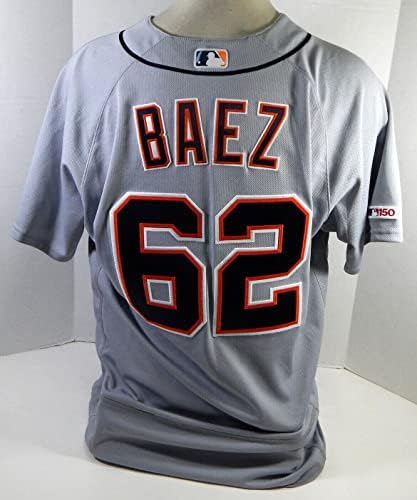 2019 Detroit Tigers Sandy Baez 62 Game usou Grey Jersey MLB 150 Patch 48 956 - Jogo usado MLB Jerseys