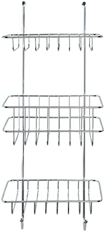 Wenko 16777100 Rack de chuveiro ReviGo 3 prateleiras, 2 ganchos, aço de metal, 22,5 x 57 x 18,5 cm, cromo
