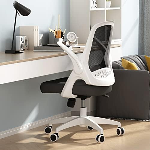 Cadeira de mesa do escritório em casa da Hbada com braço deslizante, cadeira de tarefa de suporte lombar de malha respirável,
