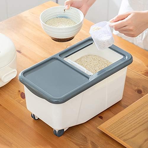 Llryn Rice Rice Contêiner Recipiente de Armazenamento ， Caixa de recipiente de arroz de arroz, com medição de rodas de xícara para porcas