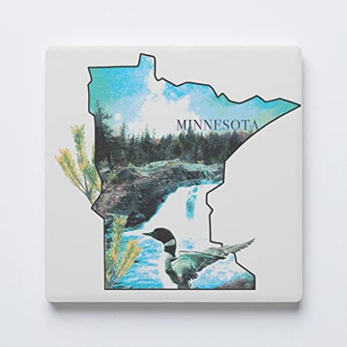 Minnesota State Coaster, Joyride Home Decor, montanha-russa de cerâmica única, montanha-russa quadrada individual de 4 polegadas,