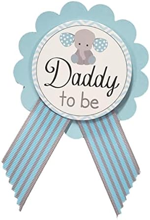 Pai para ser o botão de chá de bebê elefante Pin, é um menino para o papai usar, azul e cinza, polvilhe bebê