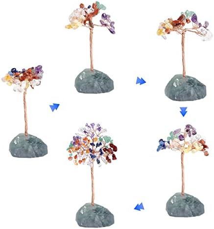 Árvore de cristal de cura de ametista, fragata de reiki natural cristais de árvores com pedras preciosas de pedras preciosas feng shui para o escritório em casa energia decoração de boa sorte, arco -íris