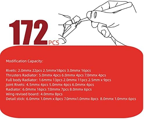 172pcs detalham peças peças fotografias conjunto para mg 1/100 1/144 Modelo de escala Rivetes Tamanho das variedades de variedades