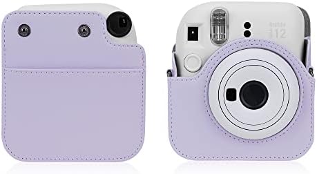 Caixa de câmera de couro PU BLUMY compatível com Instax Mini 12 Câmera instantânea com alça e bolso ajustáveis