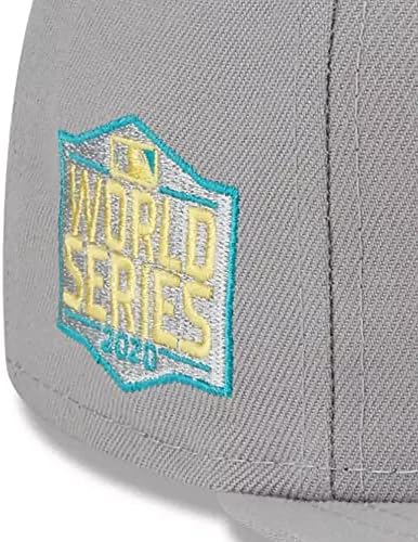 New Era La Los Angeles Dodgers 9Fifty 2020 World Series Campeões Side Patch WS Snapback Cap, Hat ajustável cinza