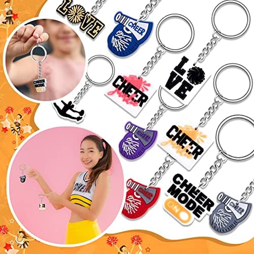 HENOYSO 36 PCS Presentes de torcida Cheer Keychains Cheerleader Backpack Keychains for Girls Purse Charms for Women Team Jewelry Acessórios Decorações