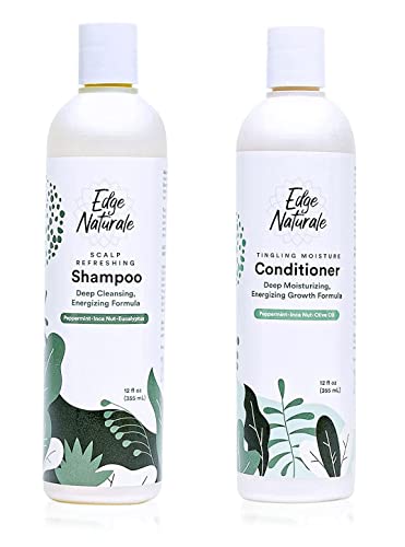 Shampoo e condicionador de perda de cabelo naturale de borda para espessamento tratamento de crescimento para homens e mulheres, para todos os tipos de cabelo, feitos nos EUA - 12 fl oz