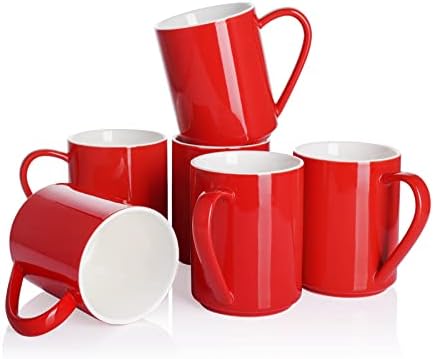 Sweese 603.604 Conjunto de canecas de café de porcelana - 11 onças para café, chá, cacau e bebidas quentes - conjunto de 6,