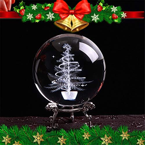Bola de cristal de 80 mm para 3D Laser gravado em miniatura de Natal Globo Globo Cristal Craft Sphere Decoração de Christmas Presente Ornamento
