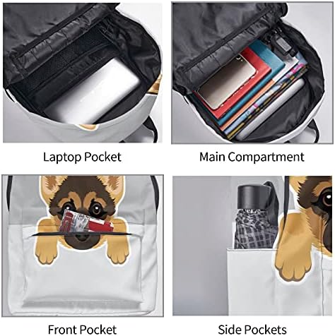 Fehuew 16 polegadas Backpack Alemão Shepherd Dog Laptop Backpack Full Print School Bookbag Bag para viajar Daypack