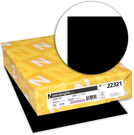 Neenah Astrobrights Premium Color Paper, 24 lb, 8,5 x 11 polegadas, 500 folhas, Eclipse Black