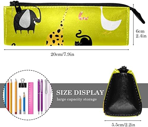 Laiyuhua portátil elegante lápis bolsa de couro pu de caneta compacta com zíper bolsa de papelaria bolsa cosmética Organizador de bolsa de bolsas de moeda de bolsas de moeda no zoológico