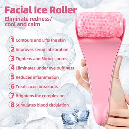 Rolo de gelo para alívio de face e olho, massagem com rolo de face de gelo poros srinks poros e redução de acne, enxaqueca e lesão menor