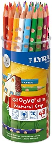 Lyra Groove Flim Wooden Coloring Lápis, 48 ​​peças em cores variadas com apontador, ideal para crianças e escolas