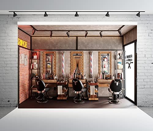BELECO 7x5ft Fabric Vintage Barber Shop cenário para fotografia Cabelo de cabelo de caba -cabeleir