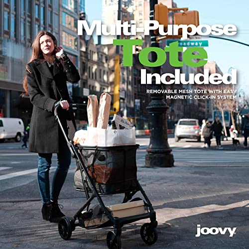 Joovy Boot Shopping Cart com capacidade de peso total de 70 libras, tote removível elegante, pneus giratórios para