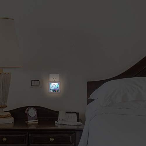 Conecte a luz noturna de LED advertida com o anoitecer para o Sensor Automático Dawn, brilho ajustável, luz quente, luz noturna automática para banheiro, corredor, berçário, quartos - golfinhos