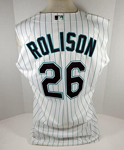 2000 Florida Marlins Nate Rolison 26 Jogo emitido Jersey White Vest DP07080 - Jogo usou camisas MLB