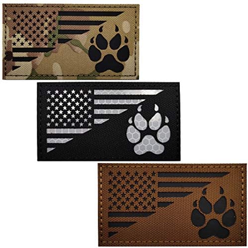 IR K9 Manipulador de cães Paw K-9 EUA Bandeira Infravermelho Moral Tático Bordado Aplique Bordado com Gancho e F fixador de Loop Backing