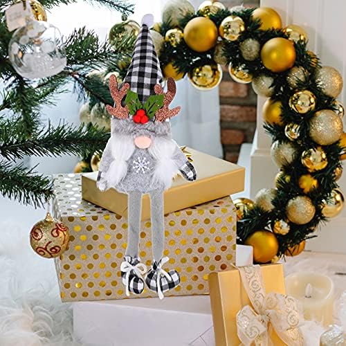 Valiclud Dining Table Decor 2 PCs Natal Papai Noel Gnome Plush recheado Swedish Santa Doll - Gnomos escandinavos de pernas Elf Decoração de Natal para a bandeja da janela da lareira