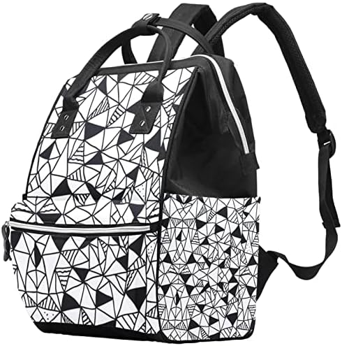 Abstrato triângulos pretos Backpack Backpack Backpack Baby Bolsa Bolsa Mudança de Multi Função Bolsa de Viagem de Grande Capacidade
