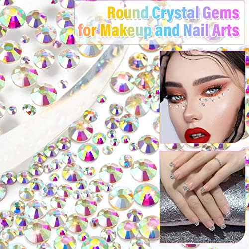 3700pcs Crystal AB strôs gemas de gemas de gemas de pedras artesanal Retas de shinchas enfrentam jóias para festival de maquiagem/copos/sapatos e decoração de roupas