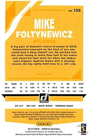 2019 Donruss #135 Mike Foltynewicz Atlanta Braves Baseball Card