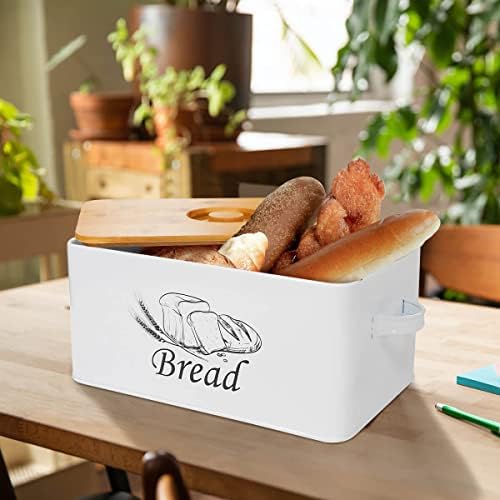 Caixa de pão de Sotech com tábua e suporte de pão com tampa de bambu para bancada de cozinha, pão de pão de armazenamento de pão fazenda de pão de pão