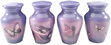 Urn conjunto exclusivo de 4 urnas de borboleta roxa com caixa de veludo e melhor para pessoas - belas e exclusivas mini