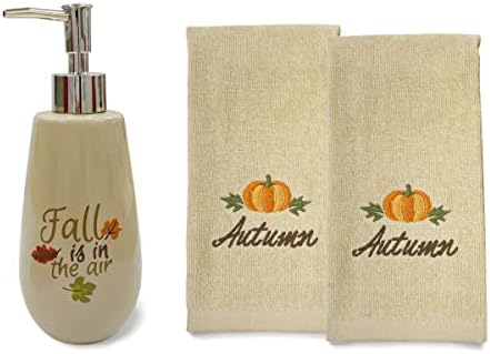 Avanti Linens - O outono está no dispensador de ar - sabonete e um conjunto de toalhas de ponta dos dedos, acessórios e decoração do banheiro