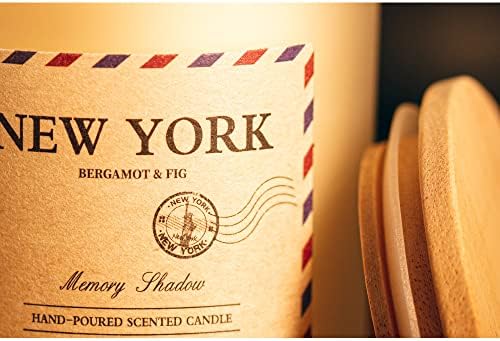 Memory Shadow Scents Scents Candle - aromaterapia com velas perfumadas, Nova York - Vela de cera de soja duradoura - Três wicks - aromas de Bergamot & Fig, 12,35 oz