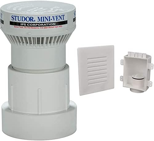 Studor 20341 Válvula de admissão de ar mini-ventilador com adaptador de PVC, conexão de 1-1/2- ou 2 polegadas