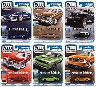 Auto World Premium 2022 Release 3 Conjunto B Diecast Conjunto - Caixa de 6 carros modelo de escala de 1/64 de escala