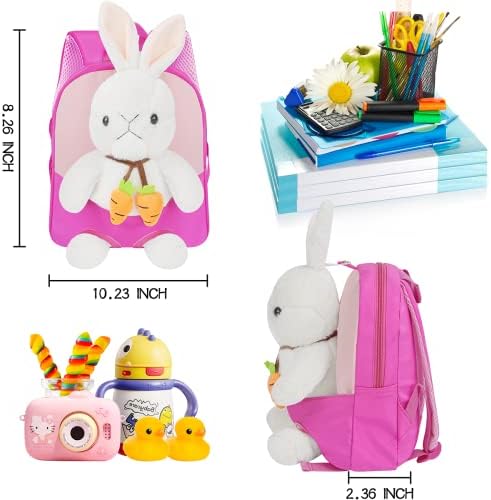 Voici et voilha mackpack, garotos de mochila de mochila de mochila empalhada com mini mini saco de brinquedos de coelho para crianças bolsa para crianças para crianças de 3 a 5 anos de idade para o jardim de infância