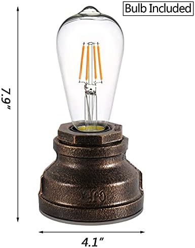 Lâmpada de mesa de controle de toque vintage, Edison 4W LED lâmpada diminuído