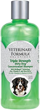 Soluções de Fórmula Veterinária Tripla Força Dirtária Dirty Dog Concentrado Shampoo, 17 oz - A tecnologia Dirtrepel limpa cães sujos e fedorentos - contém proteína de trigo, manteiga de karité, aloe, vitamina E, verde
