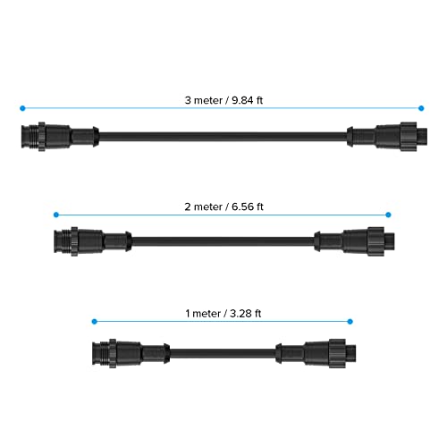 BTF Lighting 3,28ft 2 pin 18awg ip67 Extensão fio de cabo com conectores masculino e fêmea nas duas extremidades para uma única cor FCOB COB 5630 5730 5050 etc. faixa de metal 22mm de metal tamanho grande