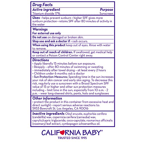 California Baby Everyday, SPF de Broad Spectrum Durante o ano todo SPF 30+ Protetor solar - Para bebês, crianças e adultos, livre