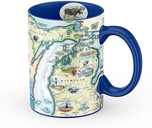 XPlorer mapeia o mapa do estado do Michigan Copo de café de caneca cerâmica, chá, cacau, chocolate quente, canecas de bebida e bebidas