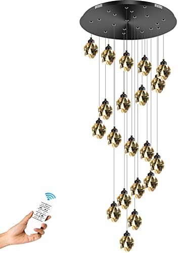 Candeleiros de escada de cristal de 20 luzes 138 polegadas de longa hall de entrada de chumbo pingente de cristal de