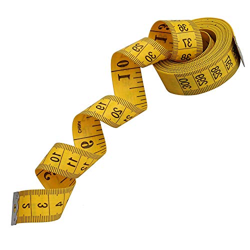 Fita de medição macia de 120 polegadas de 300 cm Medida de fita de costura em escala dupla 6 PCs para costurar medição corporal de pano de alfaiate, amarelo