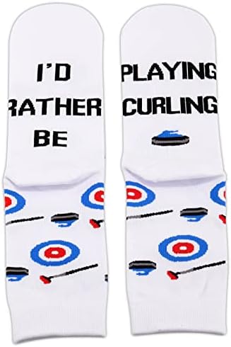 ZJXHPO Winter Sport Curling Crew Sock Eu prefiro jogar