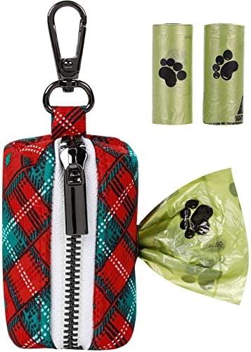 Aring Pet Christmas Dog Poop Bag Solder, Dispensador de bolsa de puplo de cachorro de algodão Anexo a qualquer trela, porta -bolas portáteis de animais de estimação com dois rolos de sacos
