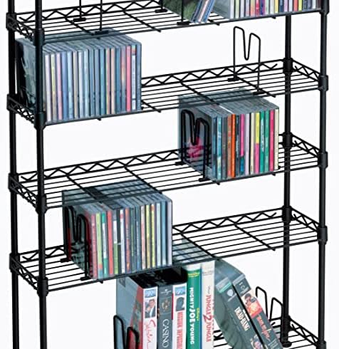 Prateleiras de armazenamento de arame de aço pesado MaxSteel Atlantic MaxSteel de 8 camadas, contém até 440 CD; ou 228 DVD; ou 264 discos de videogame Blu-ray/videogame, também ótimos para organizar colecionáveis/memorabilia, em preto-PN 3020